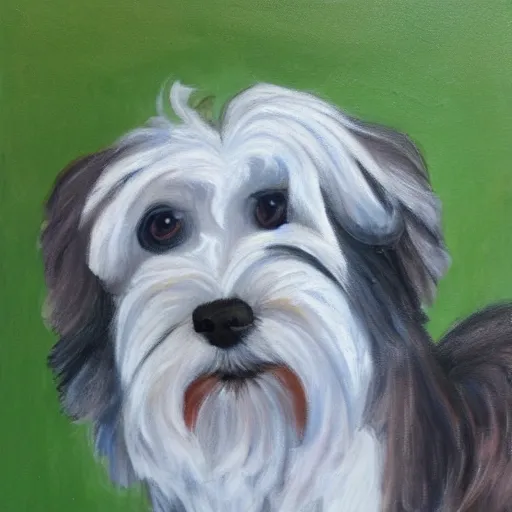 Prompt: portrait of a havanese dog, by sandra chevrie