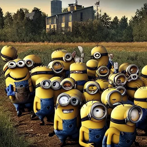 Prompt: minions in the Walking Dead