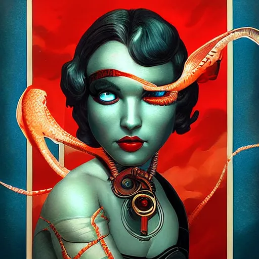 Prompt: lofi underwater bioshock naga portrait, Pixar style, by Tristan Eaton Stanley Artgerm and Tom Bagshaw.