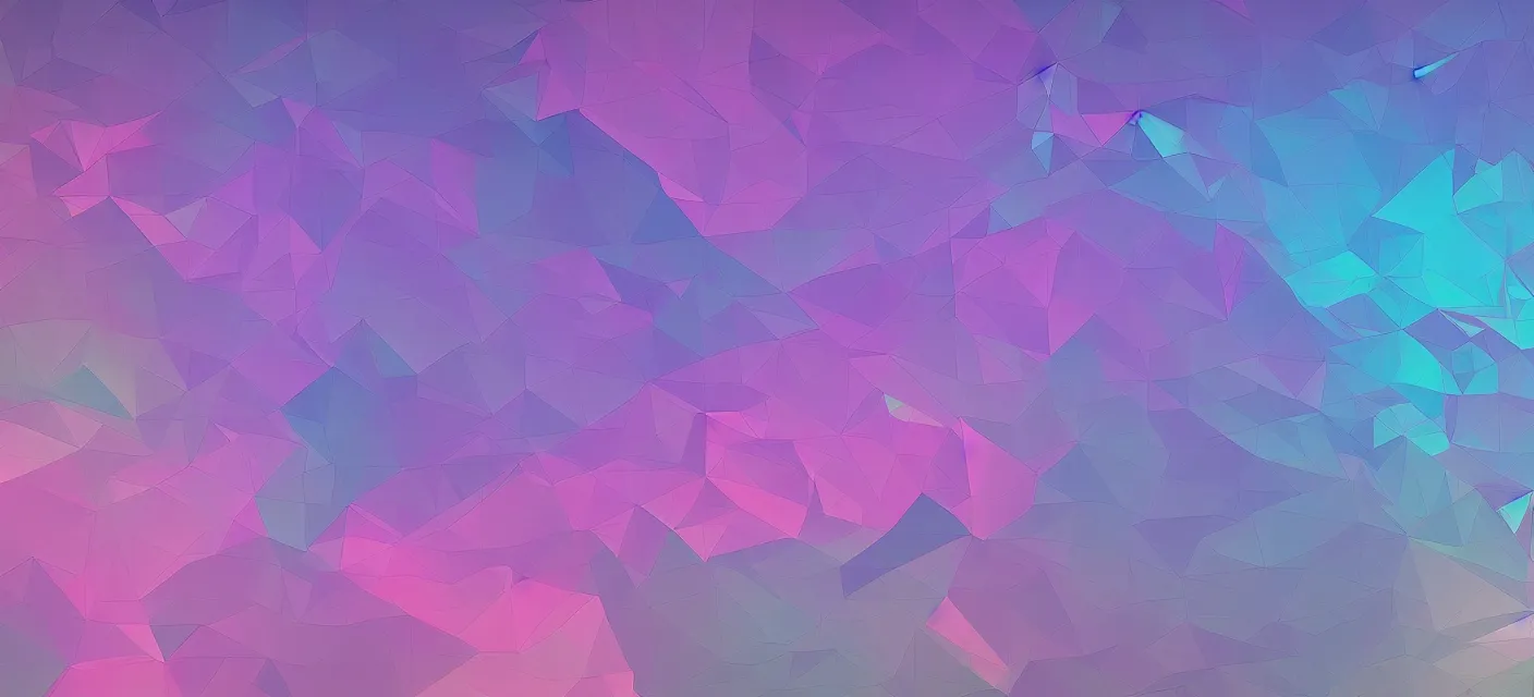 Image similar to large low poly cyberpunk pastel colors desktop wallpaper