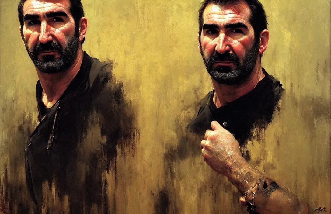 Image similar to portrait of eric cantona!!!!!!!!!!!!!!!!!!!!!!!!!!!, detailed face, detailed painting, epic lighting, by ilya repin, phil hale and kent williams