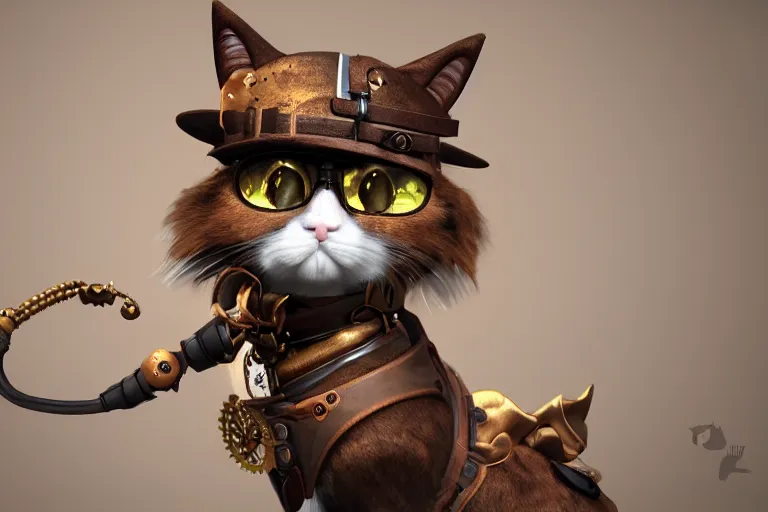 Image similar to A cute Steampunk calico cat, octane render, HD, trending on artStation, artstationHD, artstationHQ, 4k, 8K