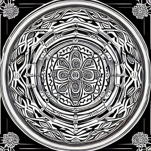 Prompt: intricate, lots of parts, high detail, sacred geometry, line art