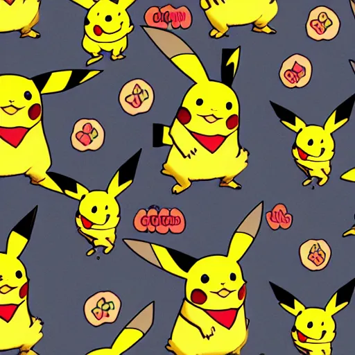 Prompt: pikachu repeating pattern , detailed