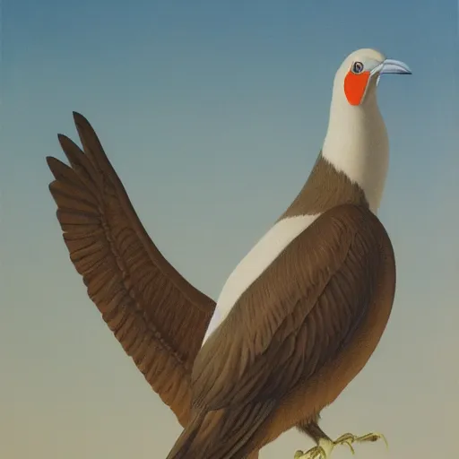 Image similar to a painting of a huge bird behind a white wall, by clarence holbrook carter