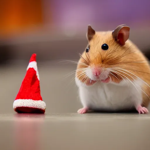 Image similar to a hamster in a gnome costume