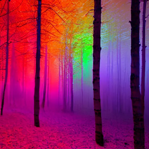 Prompt: rgb chroma forest in the night