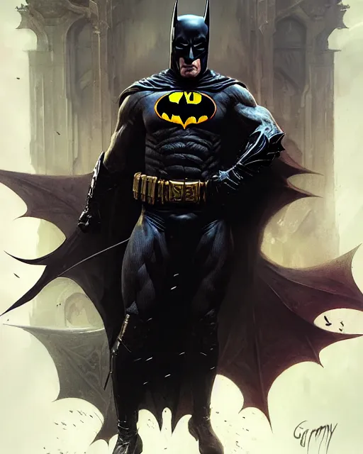 Prompt: grim batman, fantasy character portrait, ultra realistic, concept art, intricate details, highly detailed by greg rutkowski, gaston bussiere, craig mullins, simon bisley