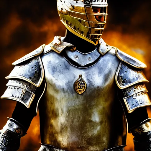 Prompt: portrait of cristano ronaldo wearing heavy shiny armor with no helmet, gladiator style, clouded, detailed, intricate, realistic, hdr, 8 k