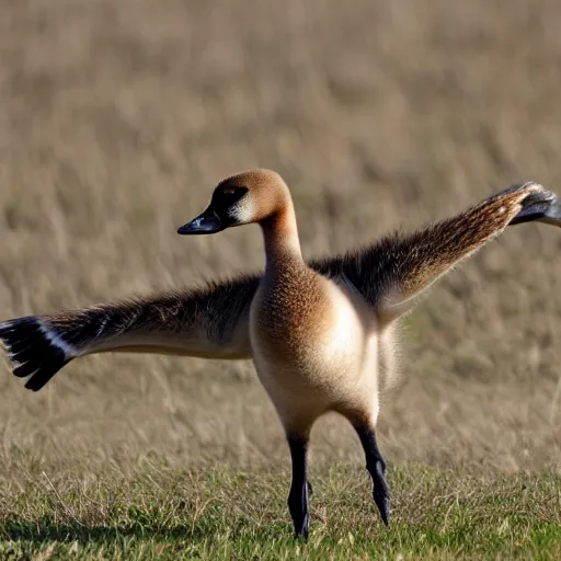 Prompt: four legged canadian goose