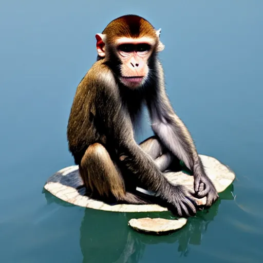 Image similar to a monkey sitting on the back of a turtle