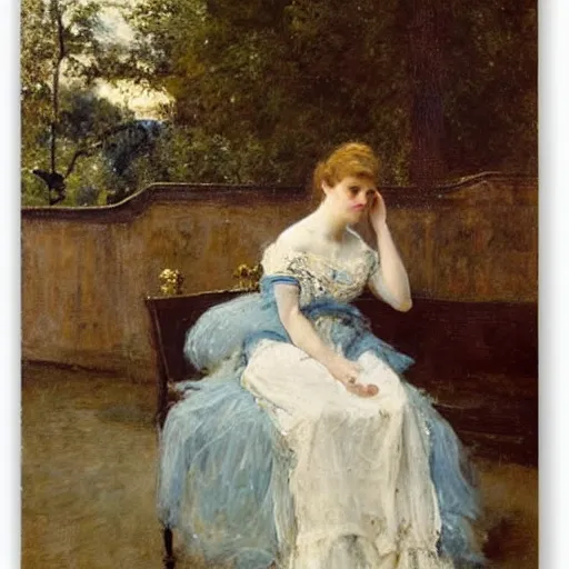 Prompt: actress rehearsing by alfred stevens