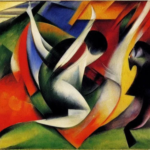 Image similar to bride falls over, oil painting by franz marc