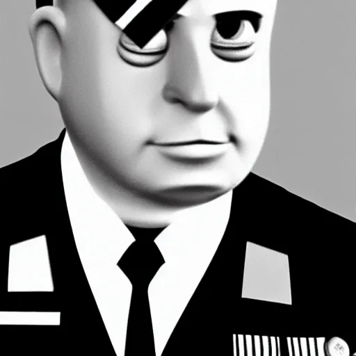 Prompt: doctor nefario as a nazi scientist military uniform no hat black and white photo despicable me cartoon style