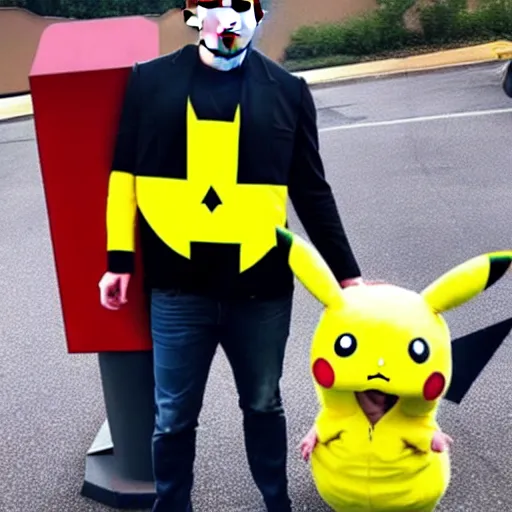 Image similar to elon musk with a pikachu costume