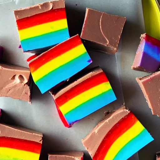 Prompt: rainbow marshmallow fudge butter