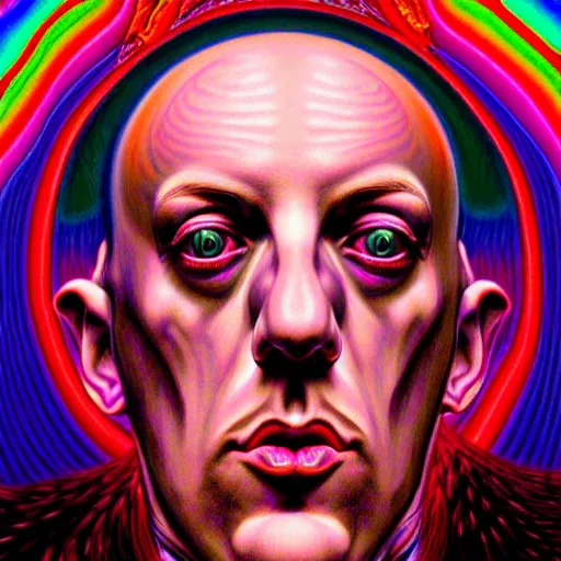 Prompt: An extremely psychedelic portrait of AleisterCrowley, surreal, LSD, face, detailed, intricate, elegant, lithe, highly detailed, digital painting, artstation, concept art, magical, magic, magick, Occult, smooth, sharp focus, illustration