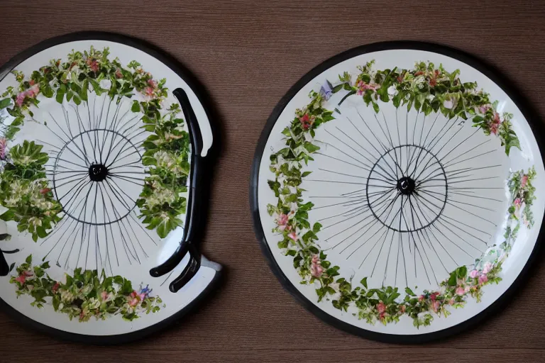 Image similar to bicyle pedal on a serving platter