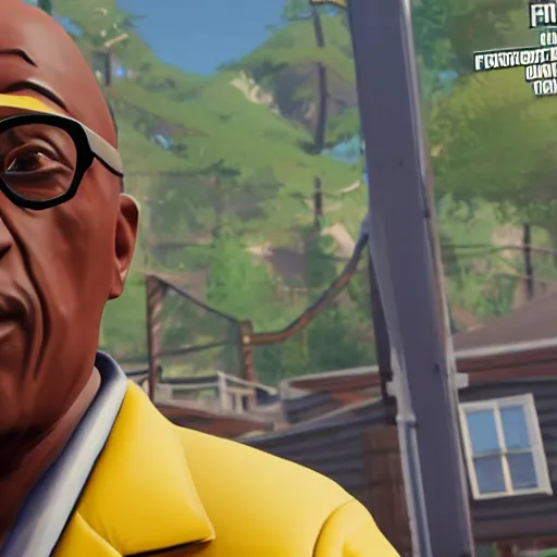 Prompt: gustavo fring as a fortnite character, gameplay screenshot, high definition