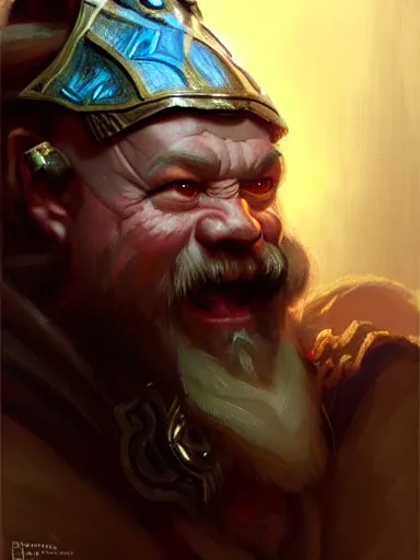 Image similar to a dwarf cleric dnd character, ornamented armor, oil painting, Tooth Wu, Greg Rutkowski, Edgar Maxence and Ross Tran, RPG portrait, dynamic lighting, fantasy art, High contrast, depth of field