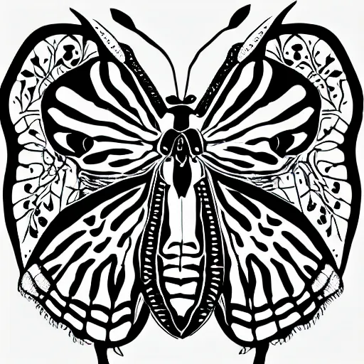 Image similar to black and white illustration, creative design, moth