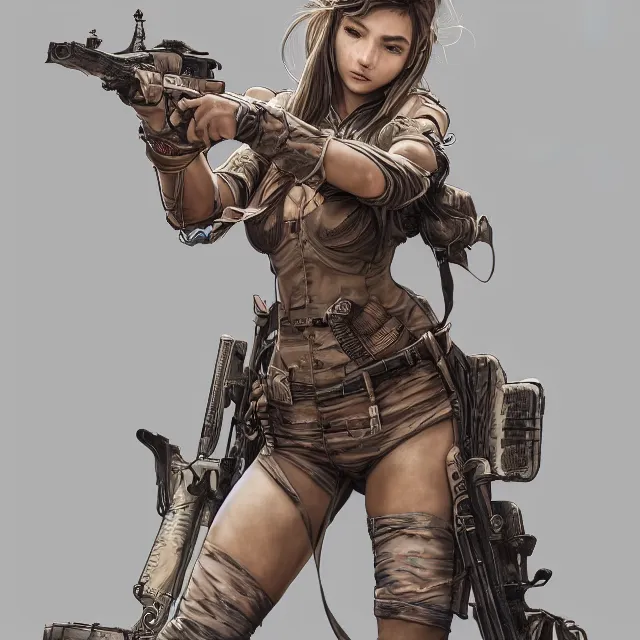 Prompt: the portrait of lawful neutral colorful female infantry gunner as absurdly beautiful, gorgeous, elegant, young swimsuit model looking straight, an ultrafine hyperdetailed illustration by kim jung gi, irakli nadar, intricate linework, incredibly detailed faces, extremely sharp focus, octopath traveler, unreal engine 5 highly rendered, global illumination, radiant light, detailed and intricate environment