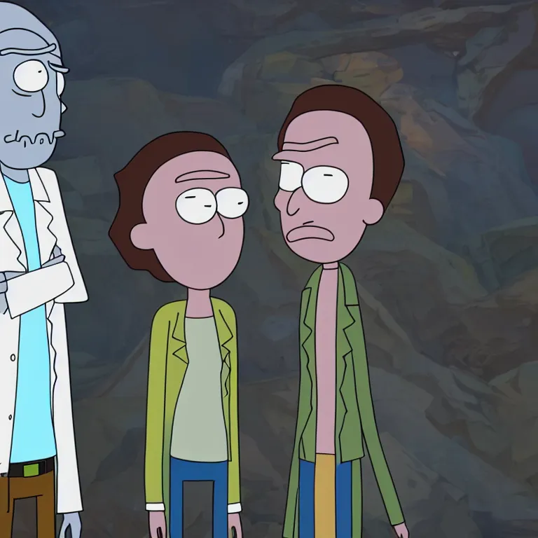 Image similar to photo of real people who look like Rick and Morty, 8k resolution, ultra-realistic, highly detailed