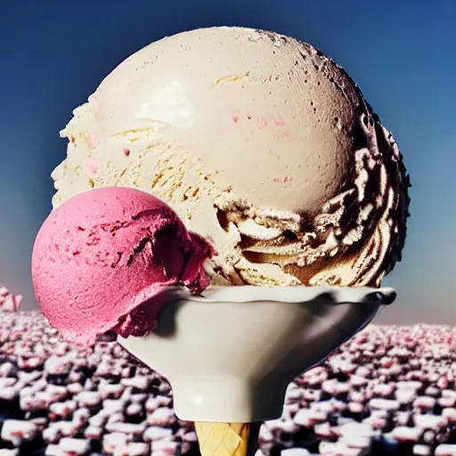 Prompt: the world covered in ice cream, vibrant, highly intricate, highly realistic