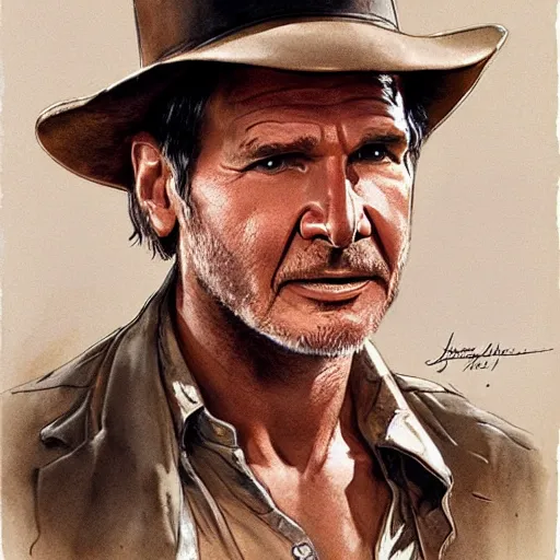 Image similar to harrison ford as indiana jones, high resolution, high quality, by jean - baptiste monge