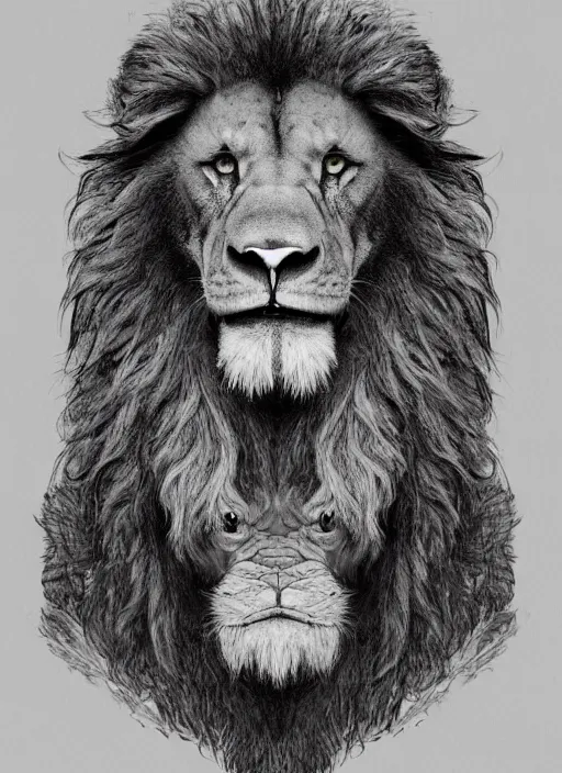 Image similar to a mighty strong creature with the body and eyes of a man, ( ( ( with the beak of an eagle ) ) ), the mane of a lion, and the horns of an ox. no nose. drawn by boris valejo