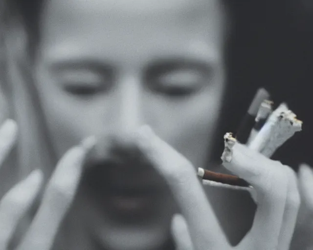 Image similar to a lomographic photo of woman hand with cigarette