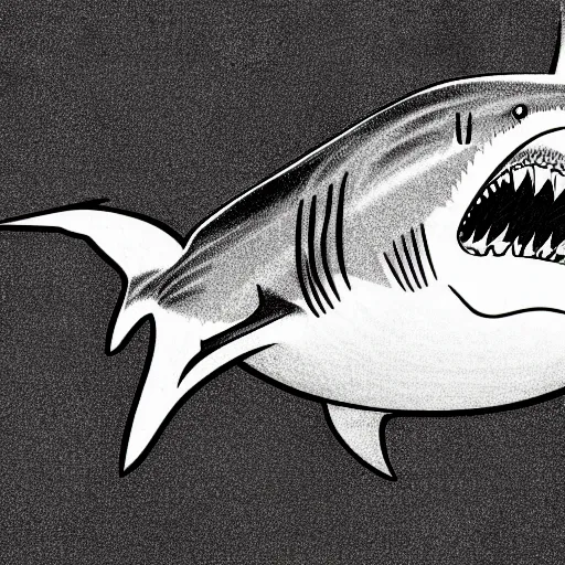 Prompt: illustration of a shark with Alien stile retractile mouth