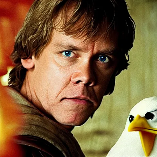 Image similar to luke skywalker trys a chicken