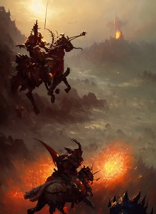 Image similar to 4k knight dodging an attack in a fantasy setting, art by greg rutkowski, art by craig mullins, art by thomas kincade, art by Yoshitaka Amano