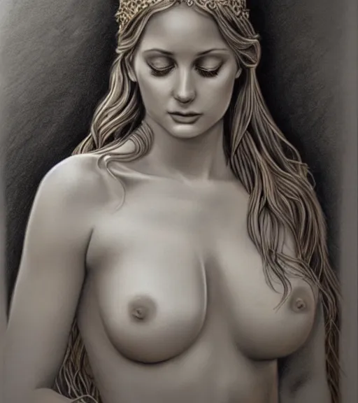 Prompt: drawing of the beautiful greek goddess aphrodite, fantasy art, hyper realistic, amazing detail, in the style of robert rutkowski