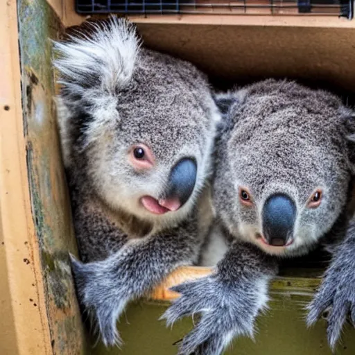 Image similar to group of koala bears inside dumpster