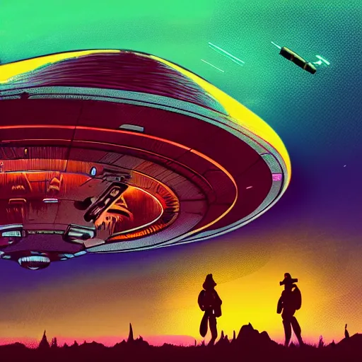 Image similar to a ufo, retrowave epic art, trending on art station