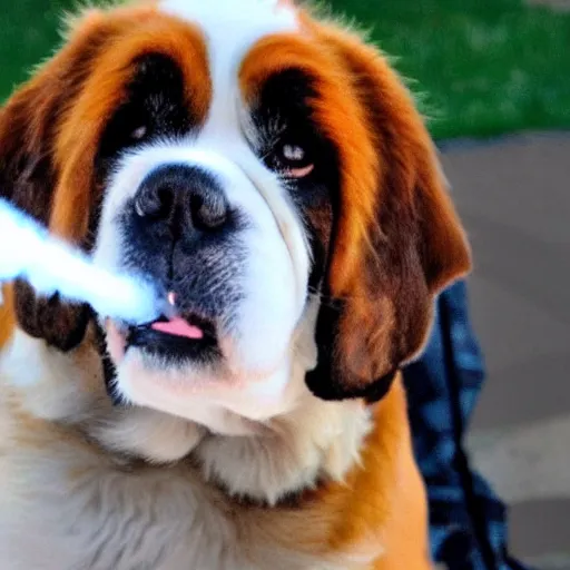 Image similar to Saint Bernard vaping