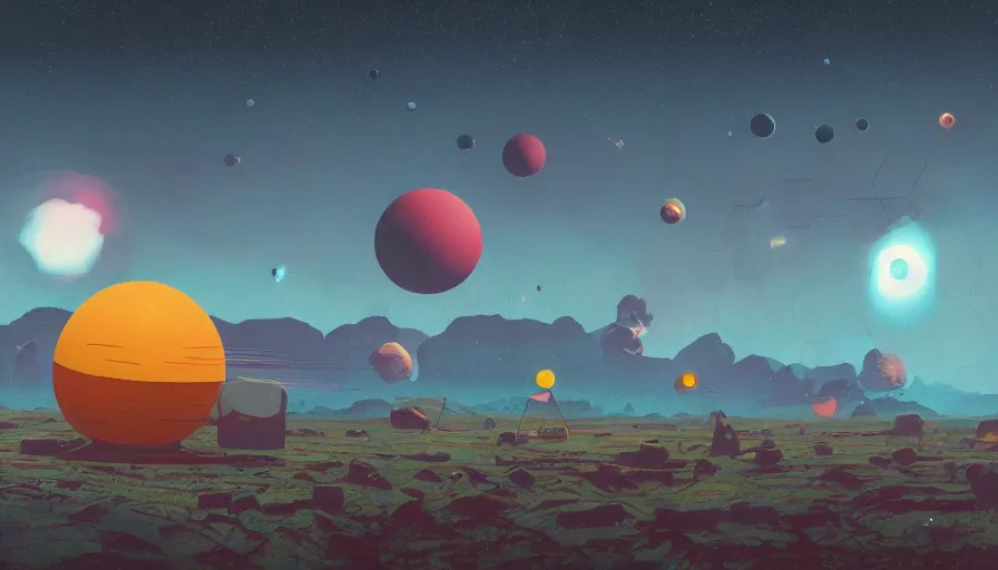 Image similar to hexagons traveling to the sun, in space, planet earth in foreground, simon stalenhag