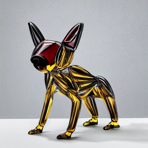 Prompt: a strange dog made of milano glass