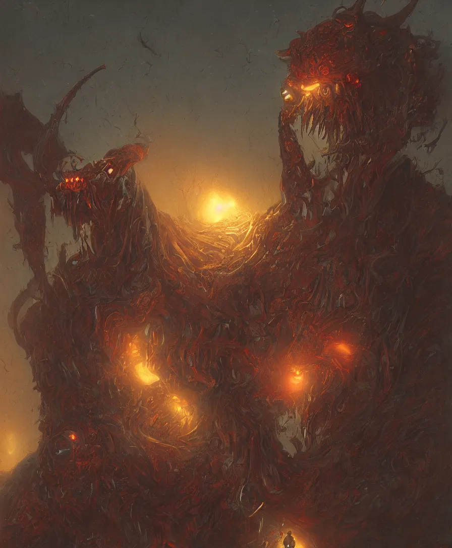 Prompt: portrait close up devil in judgement day, illustrated by Simon Stålenhag and Gaston Bussiere, intricate, ultra detailed, photorealistic, trending on artstation