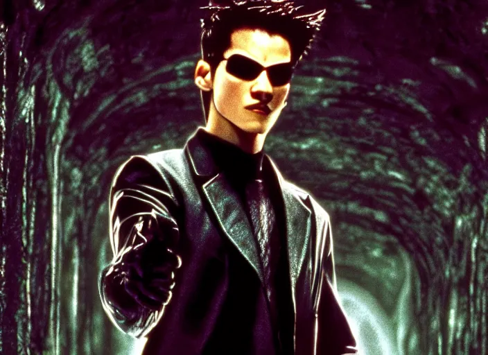 Image similar to wily coyote, the matrix, film still, high quality, hd, 4 k