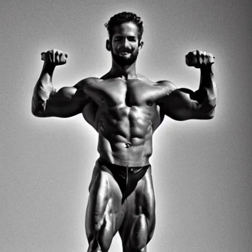 Prompt: jesus christian bodybuilder posing