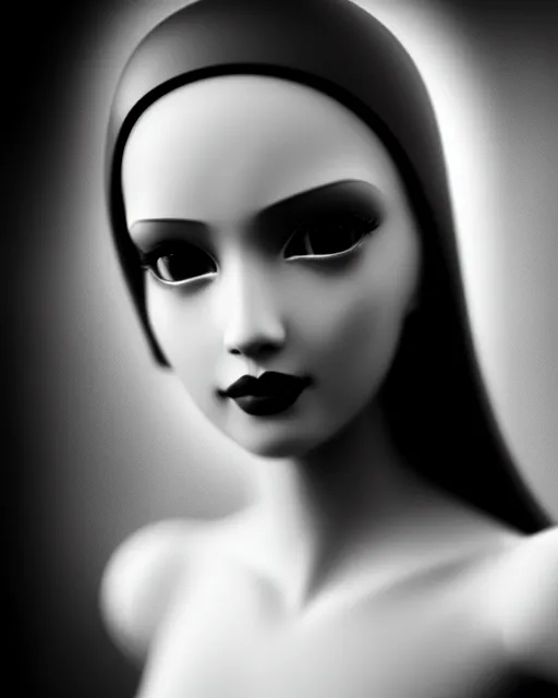 Image similar to black and white dreamy young beautiful female artificial intelligence, metropolis, cinematic, rim light, bokeh, photo - realistic, elegant, high detail, 8 k, masterpiece, photo taken in 1 9 3 0