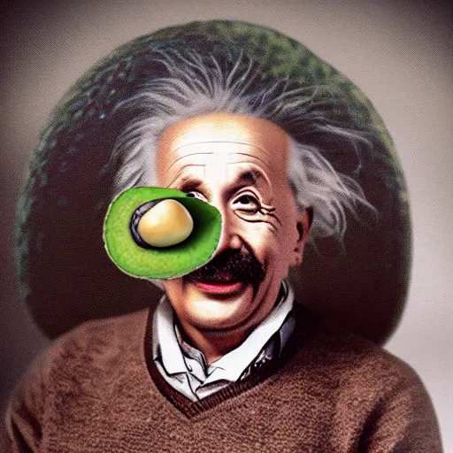 Prompt: einstein inside an avocado