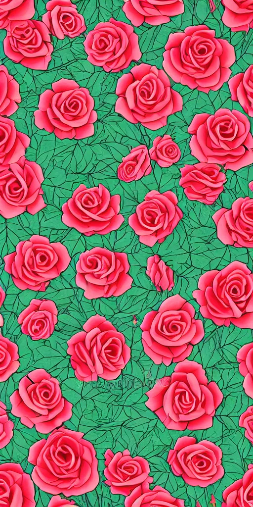 Image similar to seamless pattern of beautiful roses with leaves and throns, colourful, symmetrical, repeating 35mm photography