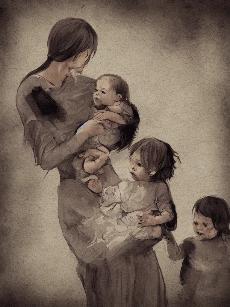 Image similar to motherhood concept art, blunt borders, rule of thirds