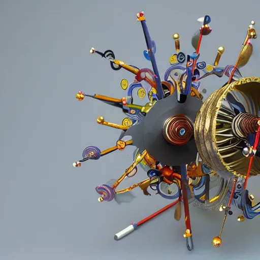 Prompt: a kinetic sculpture using motors and electronics