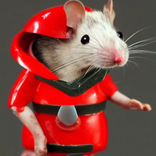 Image similar to mouse with red helmet eating cheese