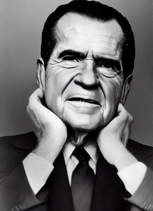 Image similar to 3 0 0 0 ( richard nixon ), portrait photography feroflex photorealistic studio lighting ektachrome detailed intricate face details, ultradetails, beautiful face, realistic shaded perfect face, extremely fine details